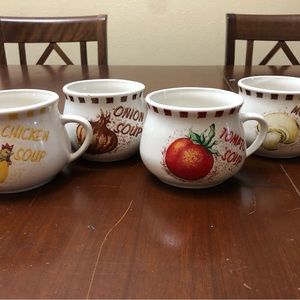 4 Vintage Soup Bowl Mugs